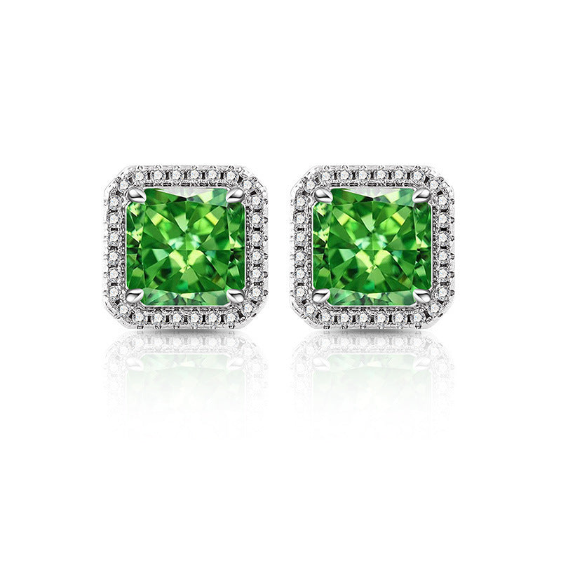 Geometric Square Carbon Drill Stud Earrings