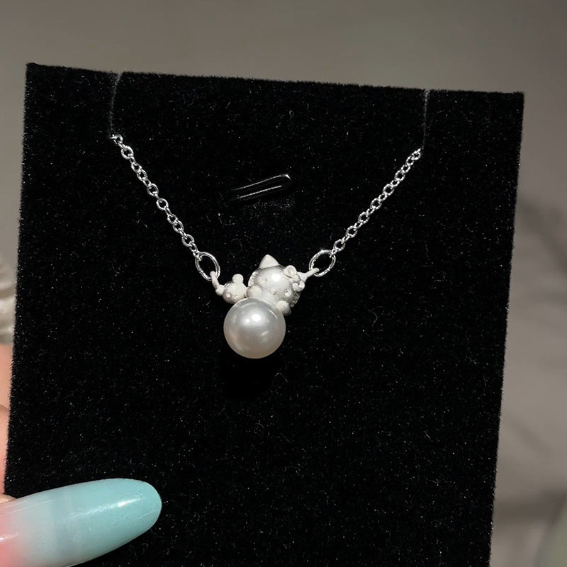 Cute Cat Pendant Cartoon Necklace – Playful & Charming Accessory