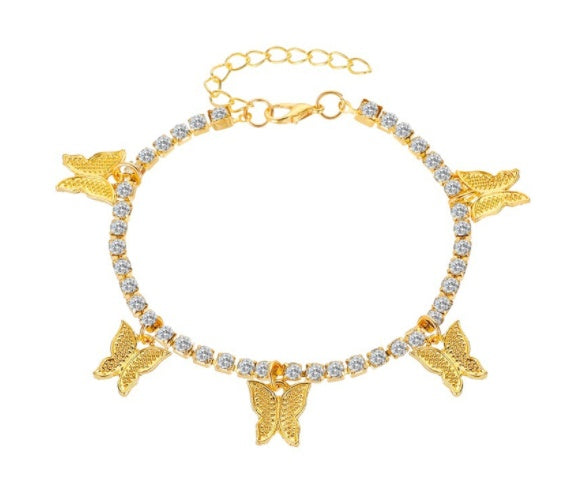 Women's Heart-Shaped Anklet in Antique Silver