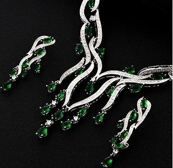 New Crystal & Zircon Jewelry Set with Tassel Pendant – Elegant Fashion Set