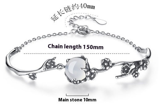 Moon Shadow Plum Blossom Bracelet for Women – Plated Ancient Thai Silver Style