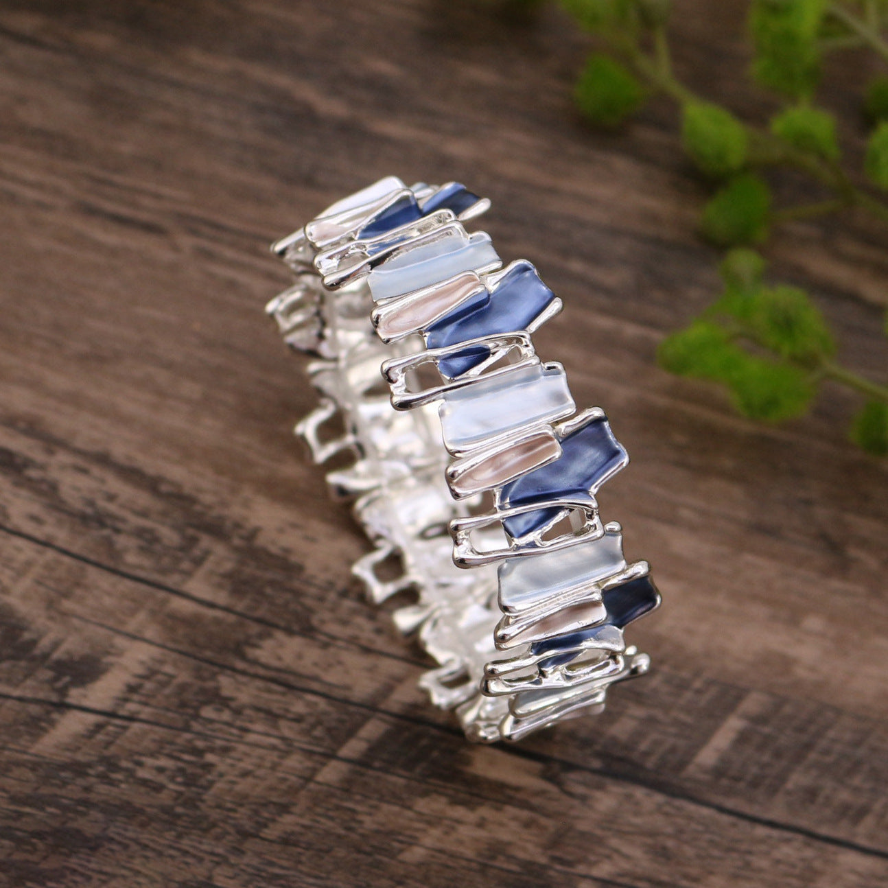 Colorful Irregular Oil Necklace & Alloy Stitch Bracelet for Women