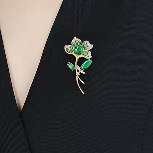 Gold-Plated Lotus Flower Corsage Brooch for Women