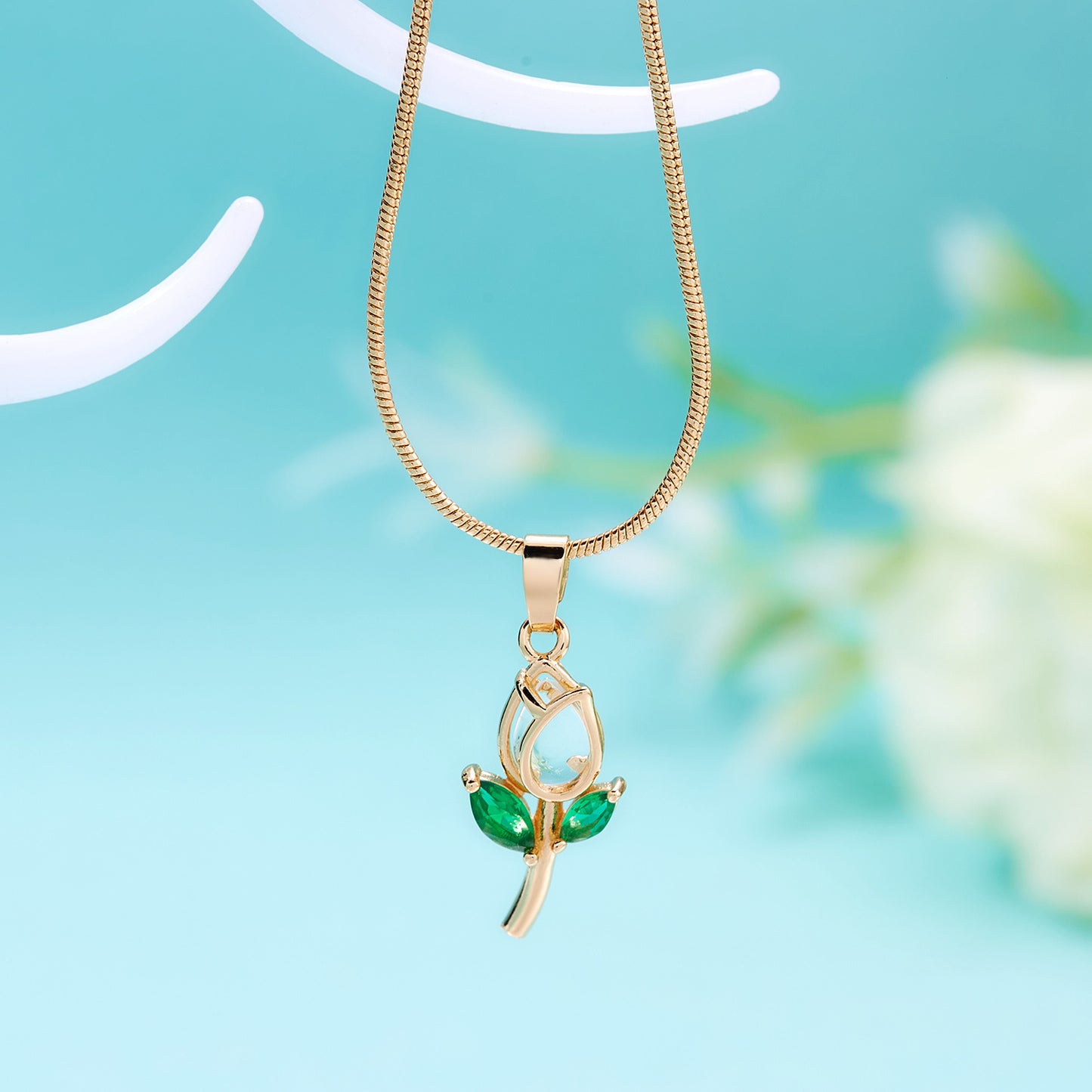 Elegant Tulip Diamond-Studded Necklace and Bracelet – Women's Fashion Jewelry
