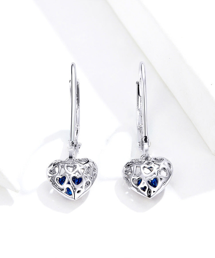 S925 Sterling Silver Hollow Heart Stud Earrings