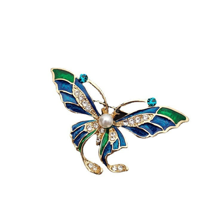 Retro Western Enamel Butterfly Brooch — Court Style
