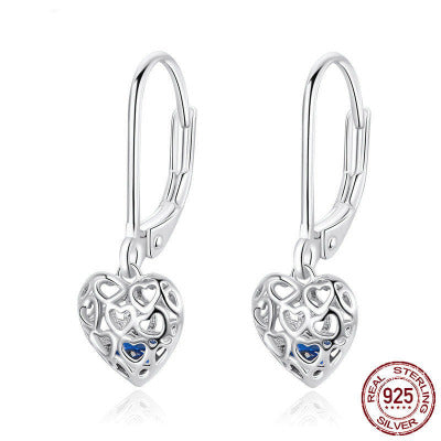 S925 Sterling Silver Hollow Heart Stud Earrings