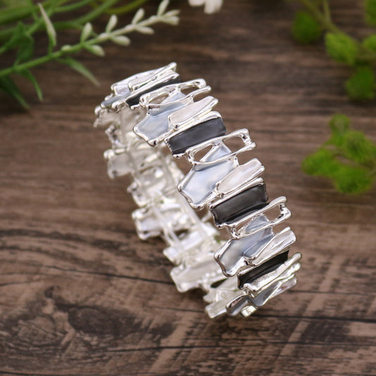 Colorful Irregular Oil Necklace & Alloy Stitch Bracelet for Women