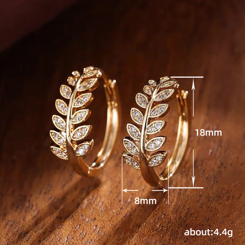 Creative Leaves Fine Zircon-Embedded Earrings