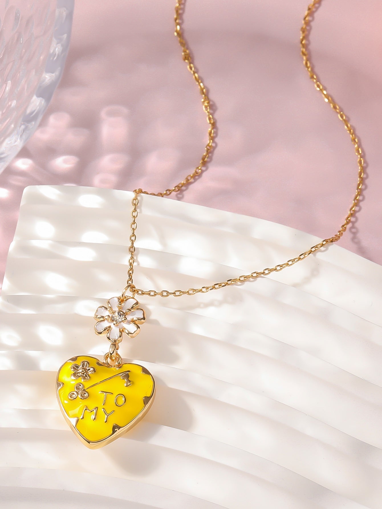 Love Peach Enamel Pendant Necklace