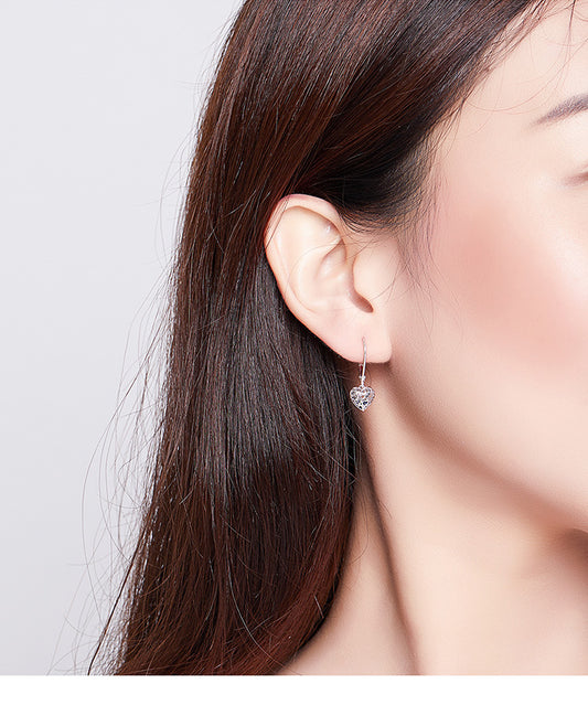 S925 Sterling Silver Hollow Heart Stud Earrings