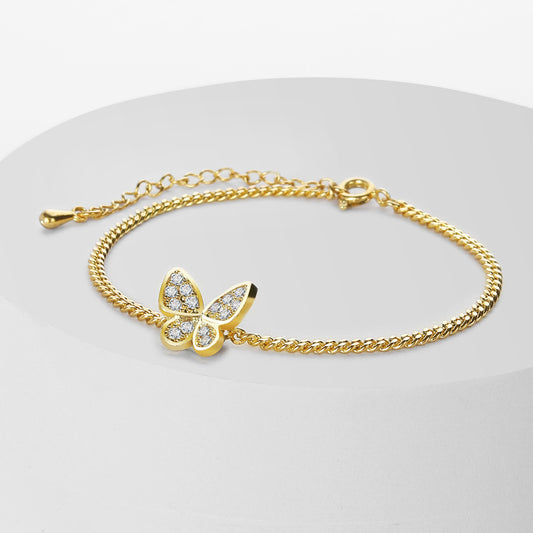 Simple Copper Butterfly Bracelet with Zircon Inlay