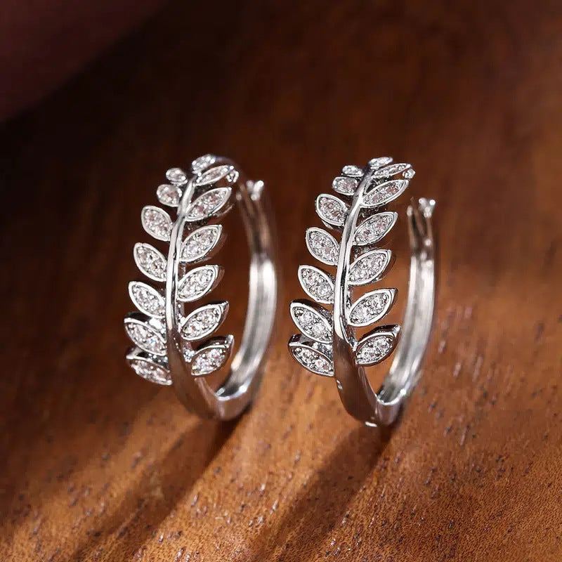Creative Leaves Fine Zircon-Embedded Earrings