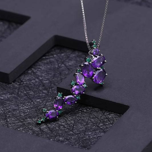 Handmade Exaggerated Jewelry Inlaid with Amethyst – Bold & Artistic Design
