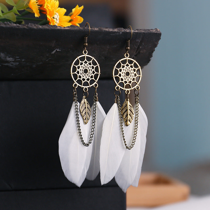 Creative Retro Dream catcher Feather Earrings – Boho Fashion Jewelry