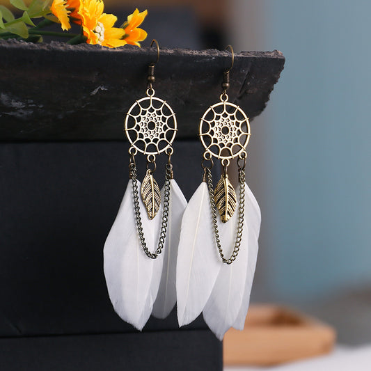 Creative Retro Dream catcher Feather Earrings – Boho Fashion Jewelry