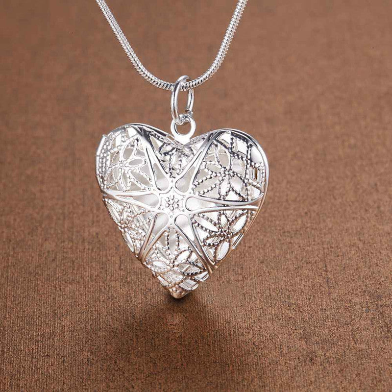 Silver Plated Peach Heart Necklace – 11 Styles, Elegant Women's Pendant Jewelry