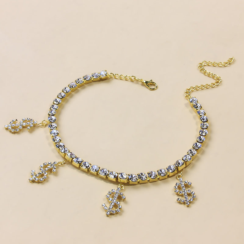 Heart-Shaped Rhinestone Anklet – Sparkling Love Design