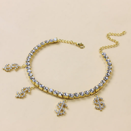 Heart-Shaped Rhinestone Anklet – Sparkling Love Design