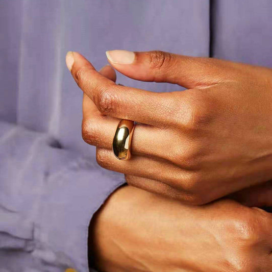 Women's Smooth Round  Titanium Steel Ring