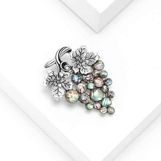 Abalone Shell Grape Brooch – Artistic Pastoral Elegance