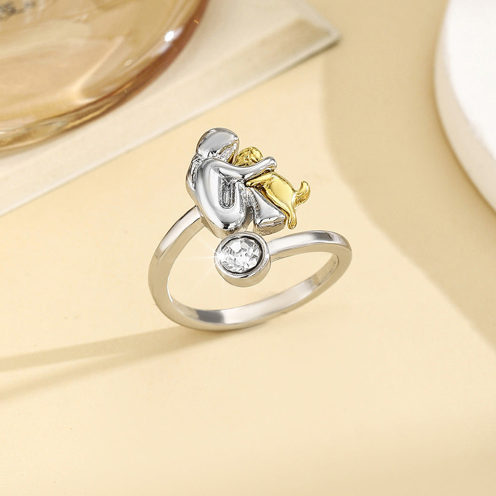 Birthstone Rhinestone Women's Open Ring / Dog Mom Ring