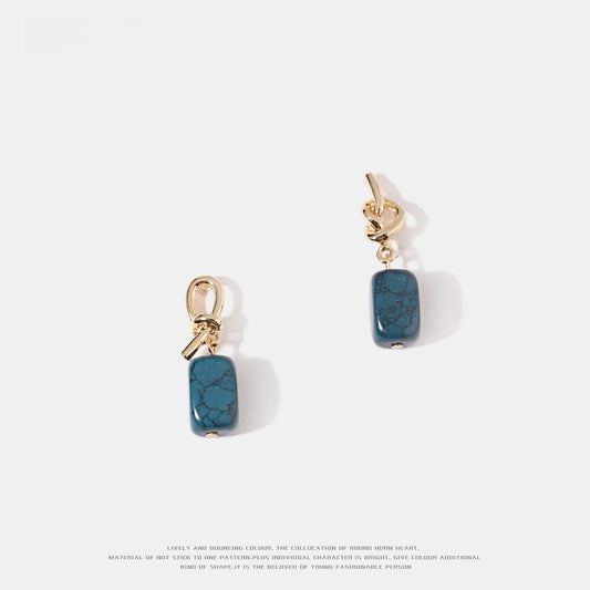 Simple Synthetic Stone Eardrops with Silver Pin – Modern Women's Fashion Jewelry