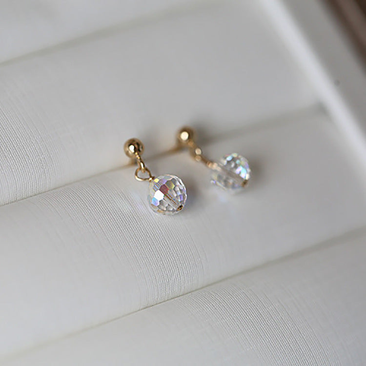 S925 Sterling Silver Gold-Plated Simple Ball Stud Earrings