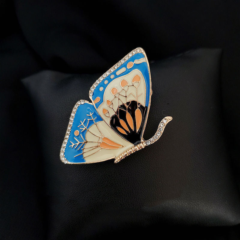 Vintage Drip-Glazed Enamel Butterfly Brooch – Retro Unisex Pin