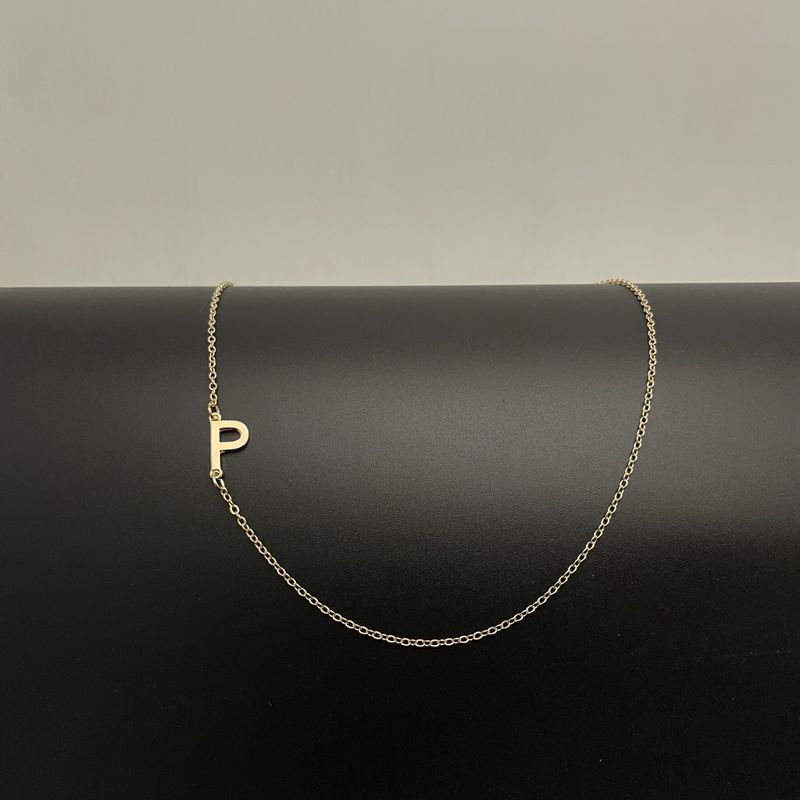 Dainty 14K Gold Plated Sideways Initial Necklace — Cute Name Choker