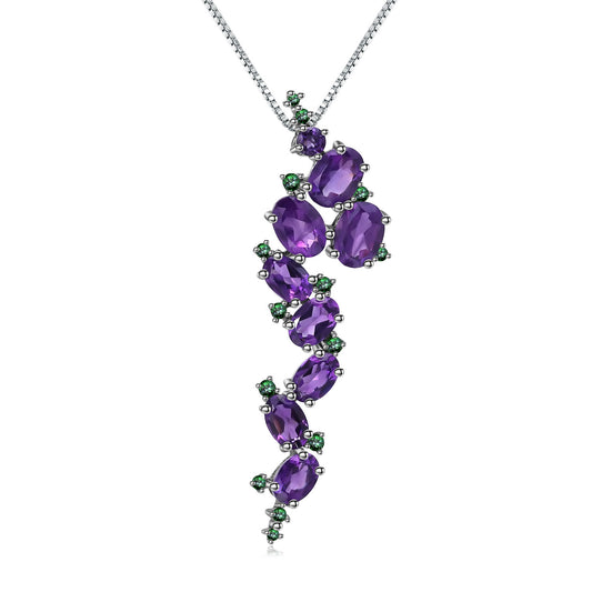 Handmade Exaggerated Jewelry Inlaid with Amethyst – Bold & Artistic Design