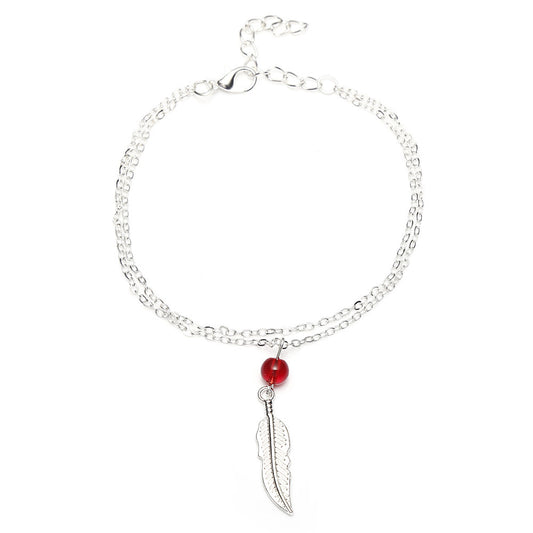 Crystal Bead Feather Anklet in Korean Style