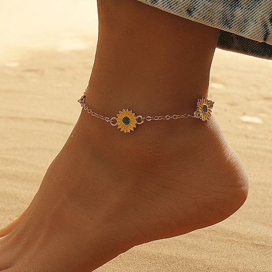 Alloy Sunflower Anklet – Gift for Ladies