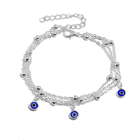 Fashion Eye Charm Anklet with Rice Beads – Simple OL Style