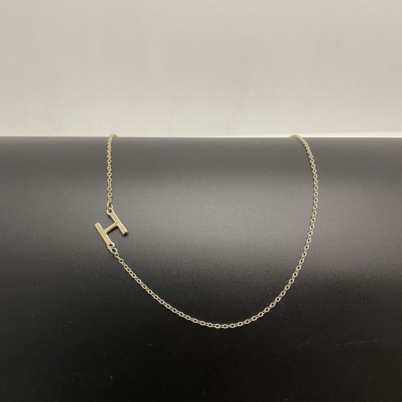 Dainty 14K Gold Plated Sideways Initial Necklace — Cute Name Choker