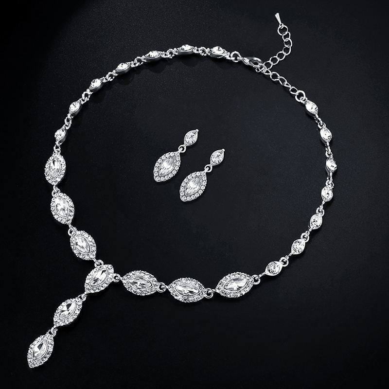Bridal Jewelry Set – Pair of NKN51 Zircon Earrings Plus A Matching NKN51 Zircon Necklace