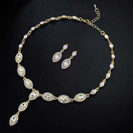 Bridal Jewelry Set – Pair of NKN51 Zircon Earrings Plus A Matching NKN51 Zircon Necklace