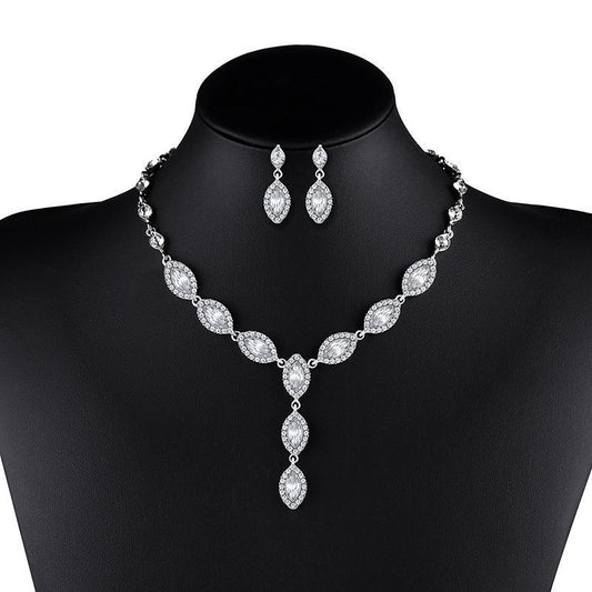 Bridal Jewelry Set – Pair of NKN51 Zircon Earrings Plus A Matching NKN51 Zircon Necklace