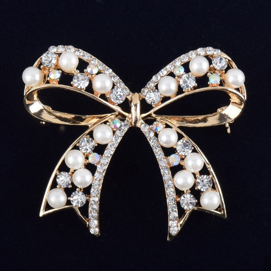 Graceful Bow Pearl Brooch – Elegant Women’s Fashion Accessory