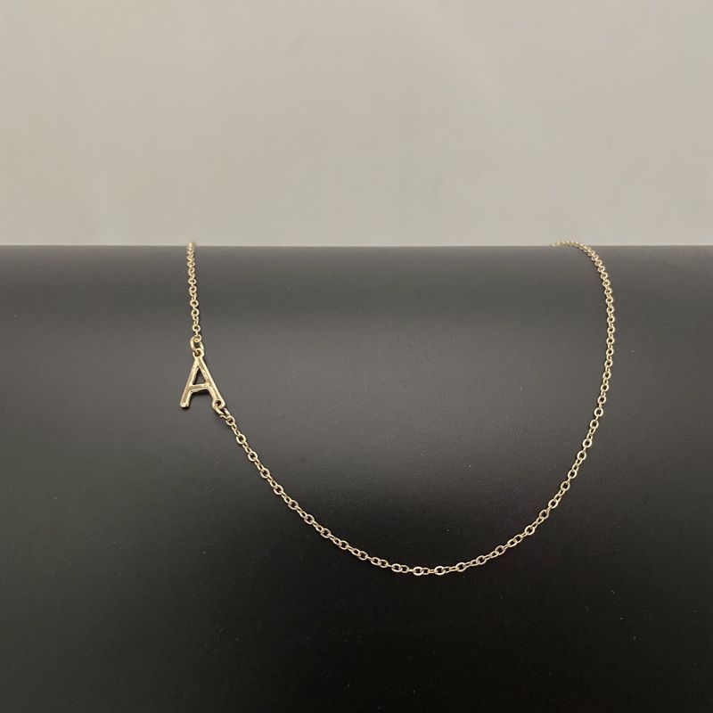 Dainty 14K Gold Plated Sideways Initial Necklace — Cute Name Choker
