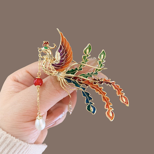 Phoenix Tassel Brooch – Regal Beauty in Chinese-Inspired Design