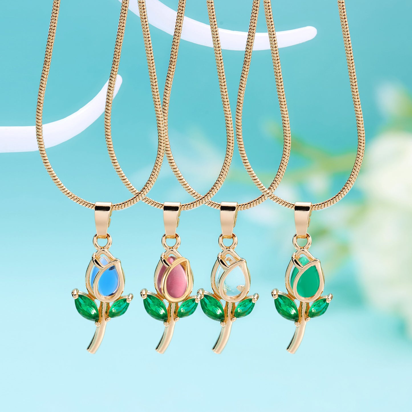 Elegant Tulip Diamond-Studded Necklace and Bracelet – Women's Fashion Jewelry