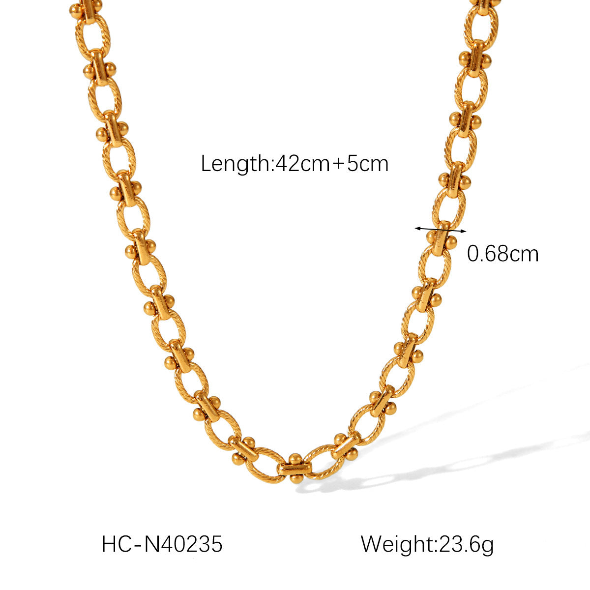 Fashion 18K Gold Plated Handmade Ball Bead Chain