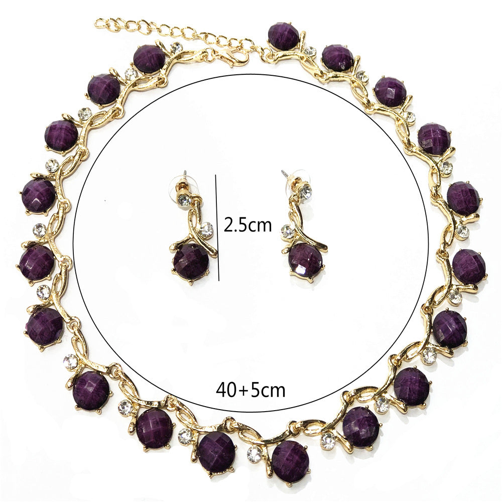 Multi-Color Floral Resin Jewelry Sets – Necklace & Earrings with Alloy and Crystal Accents