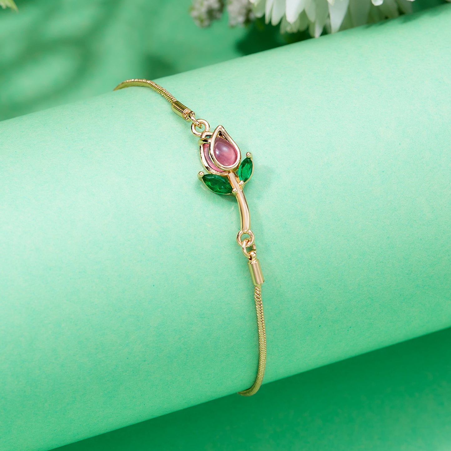 Elegant Tulip Diamond-Studded Necklace and Bracelet – Women's Fashion Jewelry