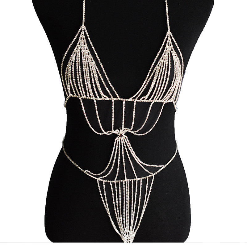 Rhinestone Claw Tassel Body Chain – Elegant Women's Lingerie Accessory