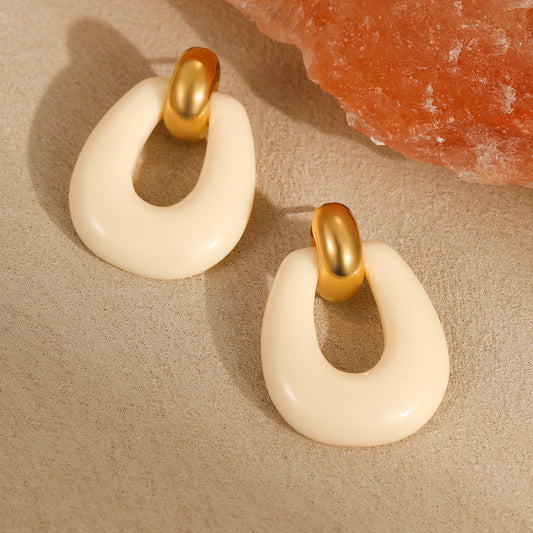 High-Grade Retro Hong Kong Style Stainless Steel Earrings – Durable & Stylish