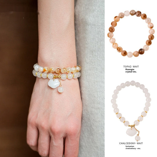 Natural Citrine Beaded Bracelet for Women