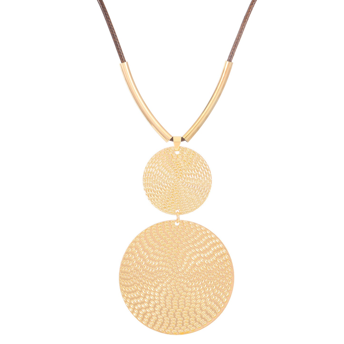 Exaggerated Double Round Pendant Necklace