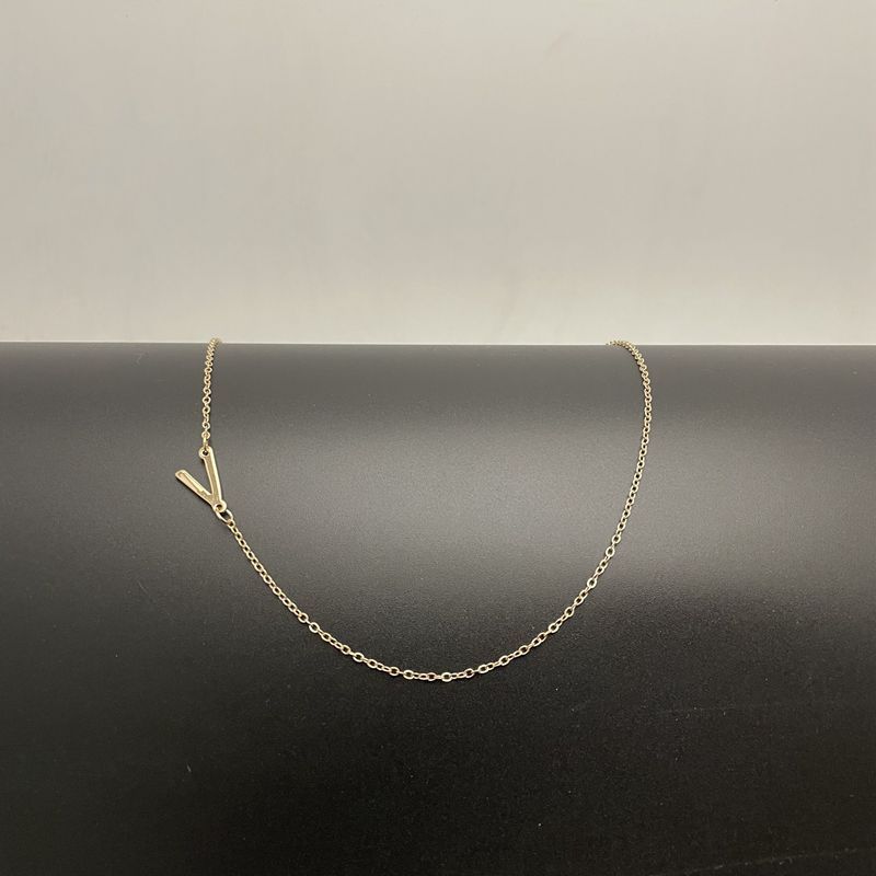 Dainty 14K Gold Plated Sideways Initial Necklace — Cute Name Choker